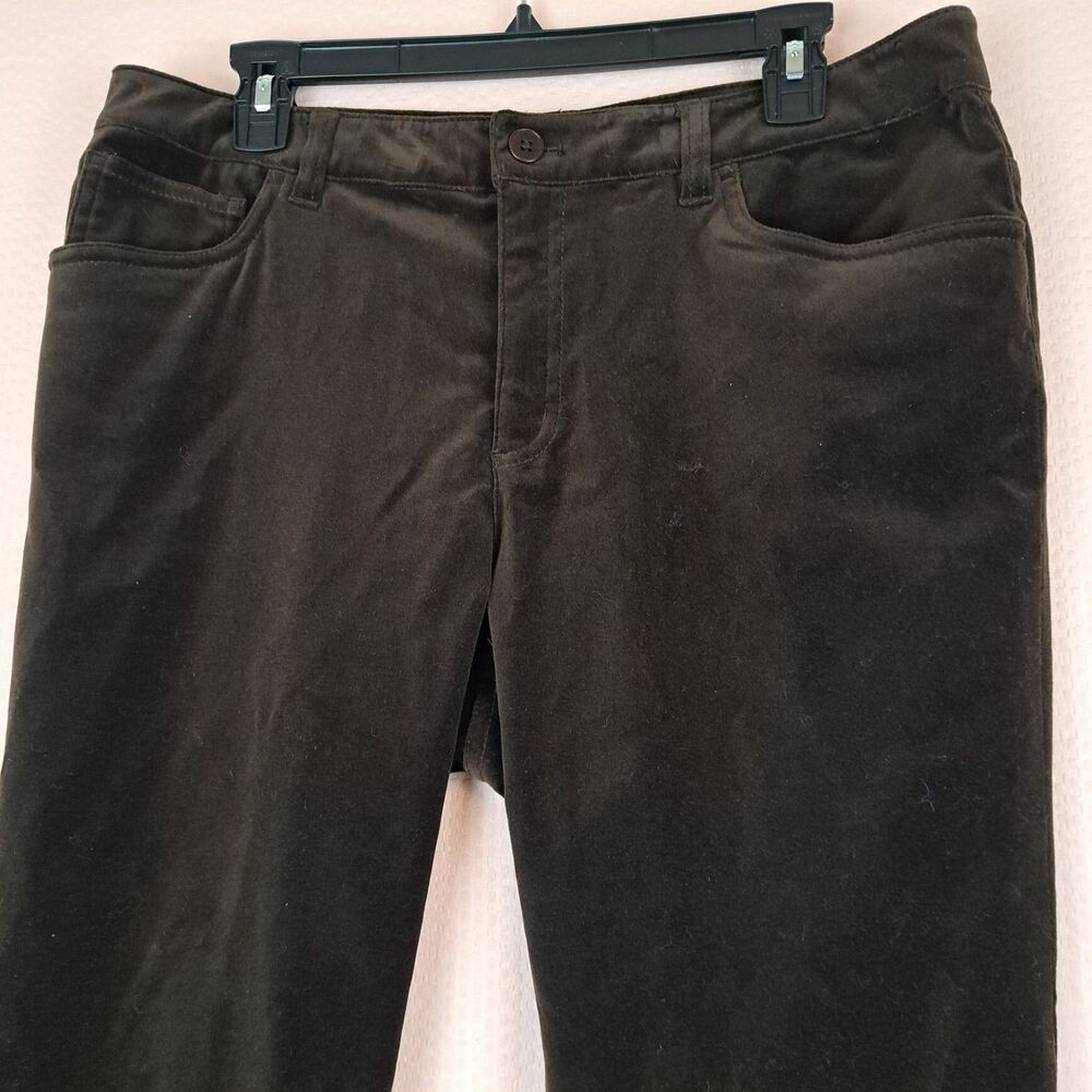 Lauren Ralph Lauren Soft Plush Velvet Brown Women Pants Size 12 Zip Button - Picture 7 of 10